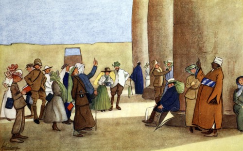 'Tow Rows in the Temple', 1908.  Artist: Lance Thackeray