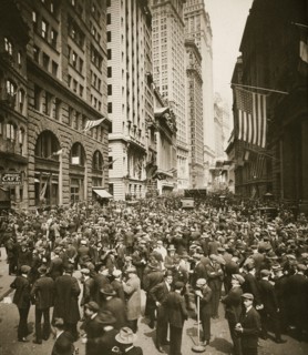 Crowds on Wall Street, New York, USA, 1918. Artist: Unknown