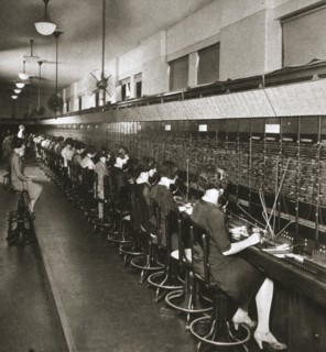 Inside a New York telephone exchange, USA, early 1930s. Artist: Unknown