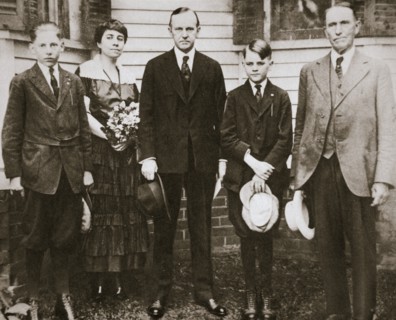 Calvin Coolidge, American politician, with his father, wife, and sons, 1920. Artist: Unknown