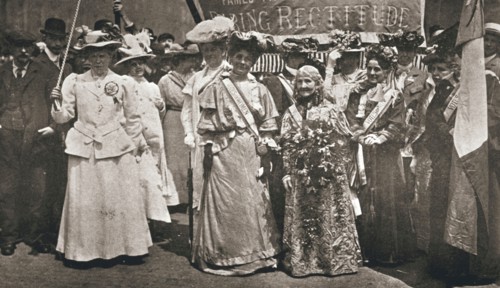 The head of the Women's Sunday Procession to Hyde Park, London, 21 June 1908. Artist: Unknown