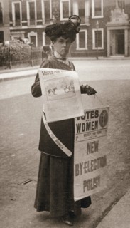 Miss Kelly, a suffragette, selling Votes for Women, July 1911. Artist: Unknown