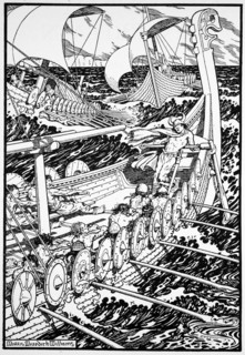 'The Coming of the Northmen', 1913.   Artist: Morris Meredith Williams
