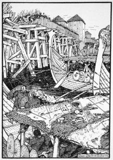 The Battle of London Bridge, 1014 (1913).  Artist: Morris Meredith Williams
