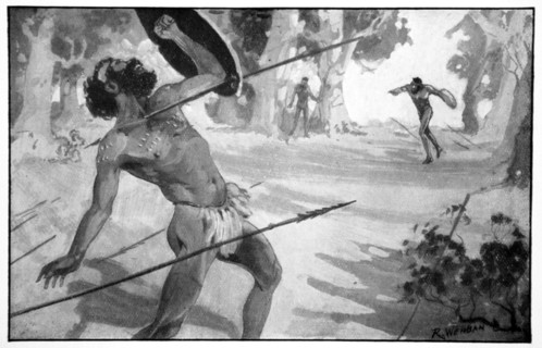 'Byama threw a spear with all his strength', 1923.  Artist: Raymond Wenban