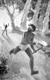 'Tatkanna seized a fire-stick and made off', 1923.  Artist: Raymond Wenban