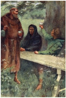 'Robin Hood and the Black Monk', 1910.  Artist: William Sewell