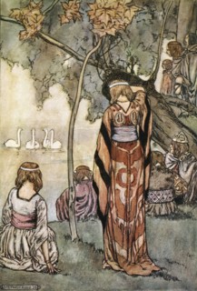 'They made an encampment and the swans sang to them', c1910.  Artist: Stephen Reid