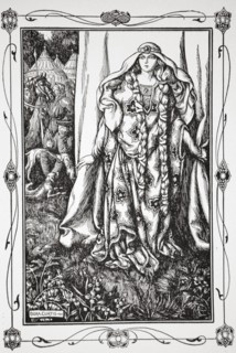 'At the door of one.. stood a lady', 1905.  Artist: Dora Curtis