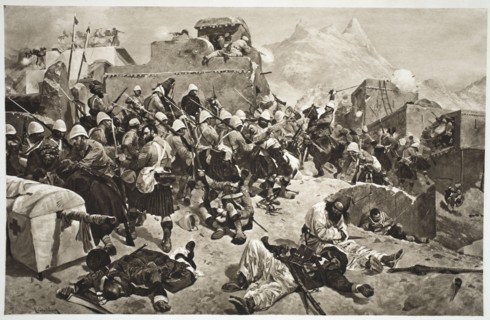 92nd Highlanders and 2nd Gurkhas storming Gaudi Mullah Sahibdad, Afghanistan, 1901. Artist: Unknown