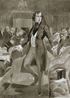 Disraeli's first speech in the House of Commons, London, 7 December 1837 (1901). Creator: Unknown.