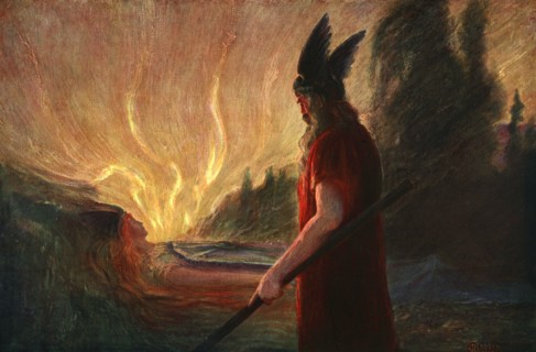 'As the Flames Rise, Wotan Leaves', 1906. Artist: Unknown