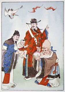 The Gods of Happiness, Office and Longevity, 1922. Artist: Unknown