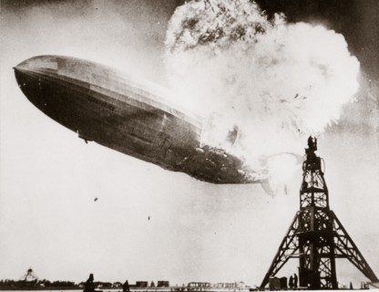The German airship 'Hindenburg' blows up, Lakehurst, New Jersey, USA, 6 May 1937. Artist: Unknown