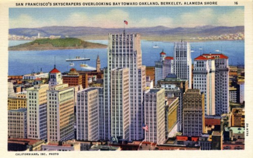 San Francisco's skyscrapers overlooking the Bay, California, USA, 1932. Artist: Unknown