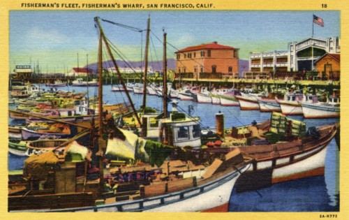 Fishing fleet, Fisherman's Wharf, San Francisco, California, USA, 1932. Artist: Unknown