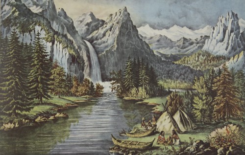 Yosemite Valley - California, pub. 1866, 'The Bridal Veil' Fall, Currier & Ives (Colour Lithograph)