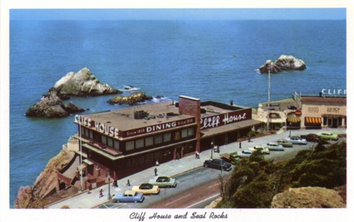Cliff House and Seal Rocks, San Francisco, California, USA, 1957. Artist: Unknown