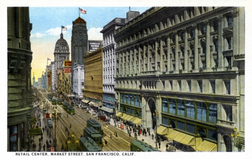 Retail centre, Market Street, San Francisco, California, USA, 1921. Artist: Unknown