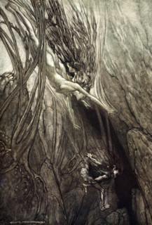 'Seize the despoiler! Rescue the gold! Help us! Help us! Woe! Woe!', 1910.  Artist: Arthur Rackham