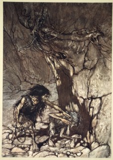 'Mime howling 'Ohe! Ohe! Oh! Oh!'', 1910.  Artist: Arthur Rackham