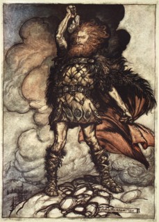 'One of the Gods, Donner, summons the mist away', 1910.  Artist: Arthur Rackham