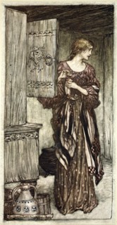 'Sieglinde prepares Hunding's draught for the night', 1910.  Artist: Arthur Rackham