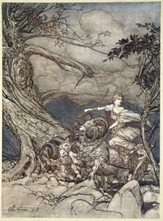 'Fricka approaches in anger', 1910.  Artist: Arthur Rackham