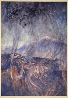 'The sleep of Brunnhilde', 1910.  Artist: Arthur Rackham