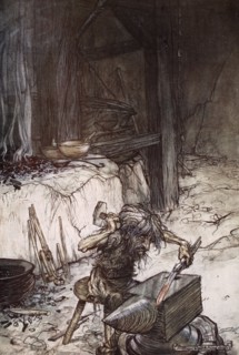 'Mime at the anvil', 1924.  Artist: Arthur Rackham