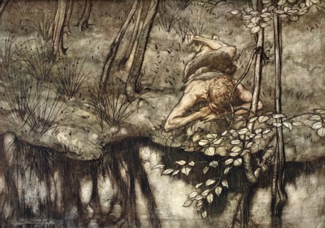 'Siegfried sees himself in the stream', 1924.  Artist: Arthur Rackham