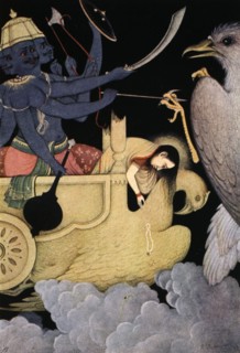 Ravana fighting with Jatayu, 1913.  Artist: K Venkatappa