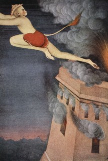 Burning of Lanka, 1913.  Artist: K Venkatappa