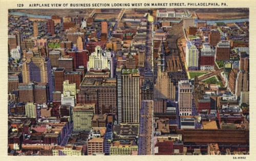 Aerial view of the business district, Philadelphia, Pennsylvania, USA, 1933. Artist: Unknown
