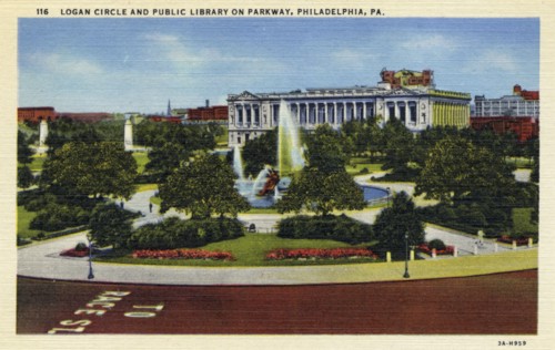 Logan Circle and the Public Library on Parkway, Philadelphia, Pennsylvania, USA, 1933. Artist: Unknown