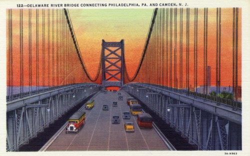 Delaware River Bridge connecting Pennsylvania and New Jersey, USA, 1933. Artist: Unknown