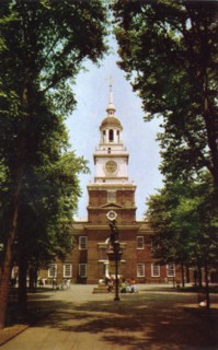Barry Statue and Independence Hall, Philadelphia, Pennsylvania, USA, 1953. Artist: Unknown