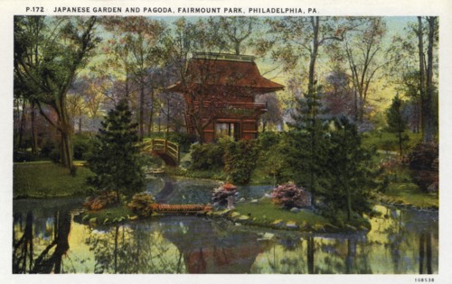 Japanese garden and pagoda, Fairmont Park, Philadelphia, Pennsylvania, USA, 1926. Artist: Unknown