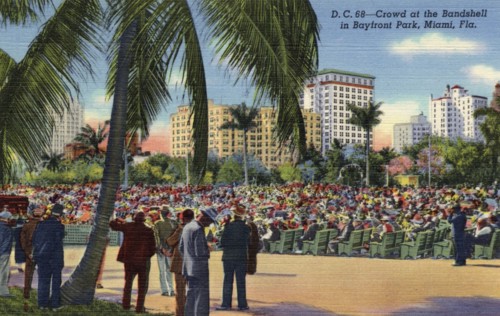 Crowd at the Bandshell in Bayfront Park, Miami, Florida, USA, 1941. Artist: Unknown