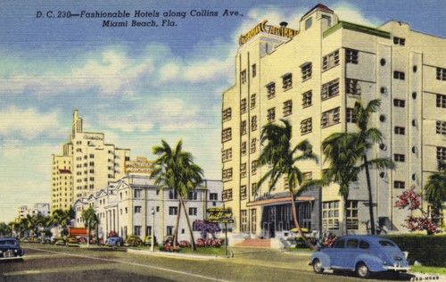 Fashionable hotels along Collins Avenue, Miami Beach, Florida, USA, 1946. Artist: Unknown