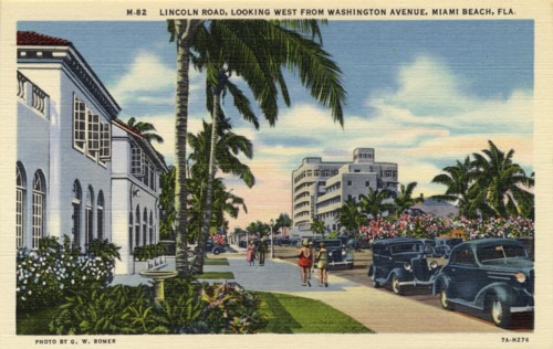 Lincoln Road, looking west from Washington Avenue, Miami Beach, Florida, USA, 1937. Artist: Unknown