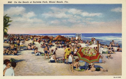 On the beach at Surfside Park, Miami Beach, Florida, 1938. Artist: Unknown
