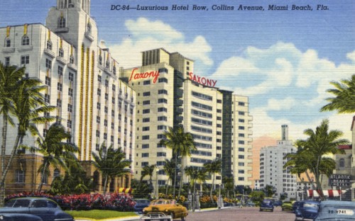 Hotel Row, Collins Avenue, Miami Beach, Florida, USA, 1949. Artist: Unknown