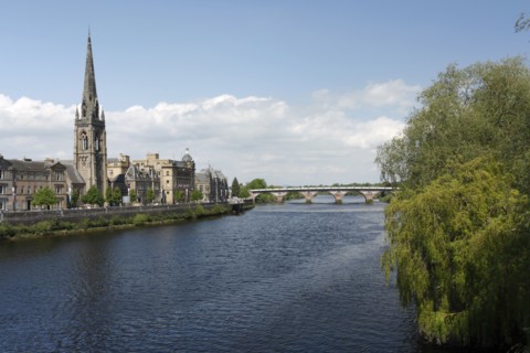 St Matthew's Church and Old Bridge, Perth, Perth and Kinross, Scotland, 2010.
