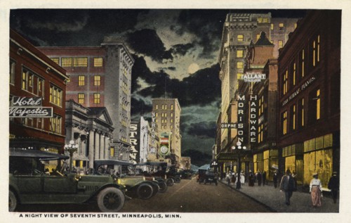 A night view of Seventh Street, Minneapolis, Minnesota, USA, 1915. Artist: Unknown