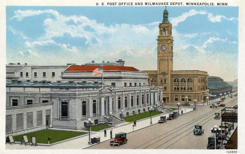 US Post Office and Milwaukee Road Depot, Minneapolis, Minnesota, USA, 1928. Artist: Unknown