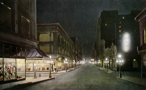 Sixth Street at night, St Paul, Minnesota, USA, 1915. Artist: Unknown