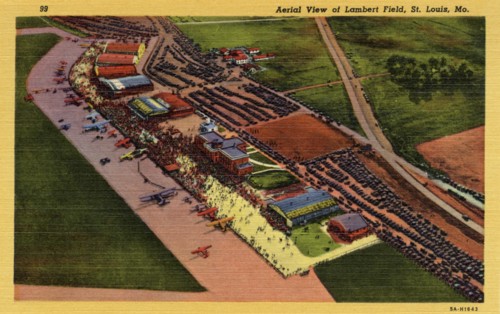 Aerial view of Lambert Field, St Louis Municipal Airport, Missouri, USA, 1935. Artist: Unknown