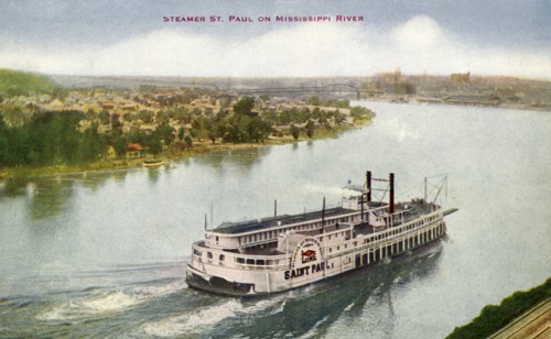 Steamer 'Saint Paul' on the Mississippi River, 1910. Artist: Unknown
