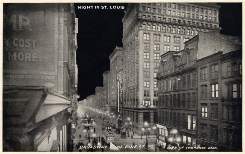 Night in St Louis, Missouri, USA, 1910. Artist: Unknown